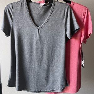 90 Degree Women's V-Neck Short Sleeve Everyday Easy Fit Tee, 2 Pack